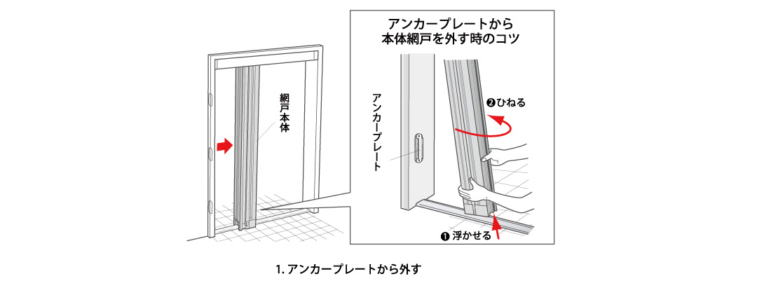 ドア用網戸】本体の取り外し | 川口技研